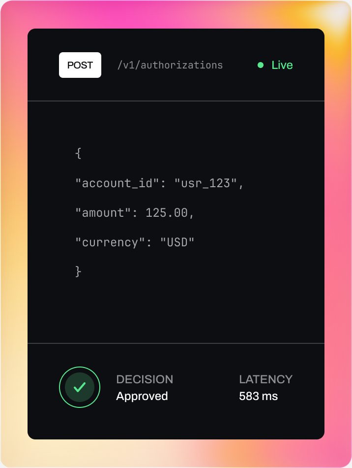 Authorization API request approved in 583 milliseconds