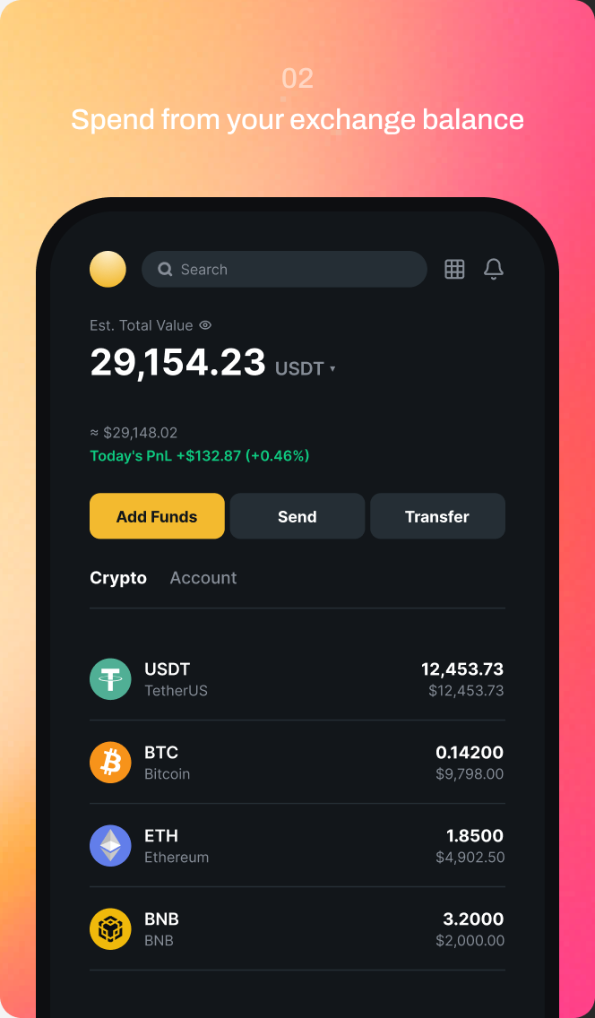 Spend from your exchange balance